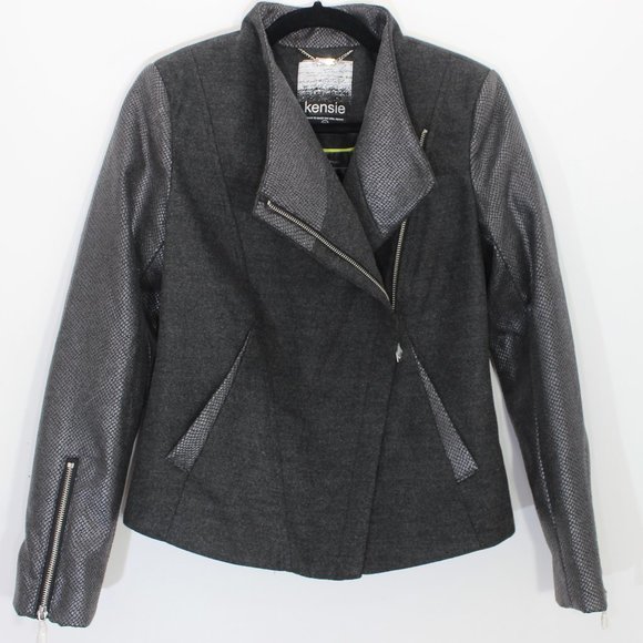 KENSIE NWOT Moto Jacket Snakeskin Print Fall Jacket Fall Coat XS - Picture 11 of 11